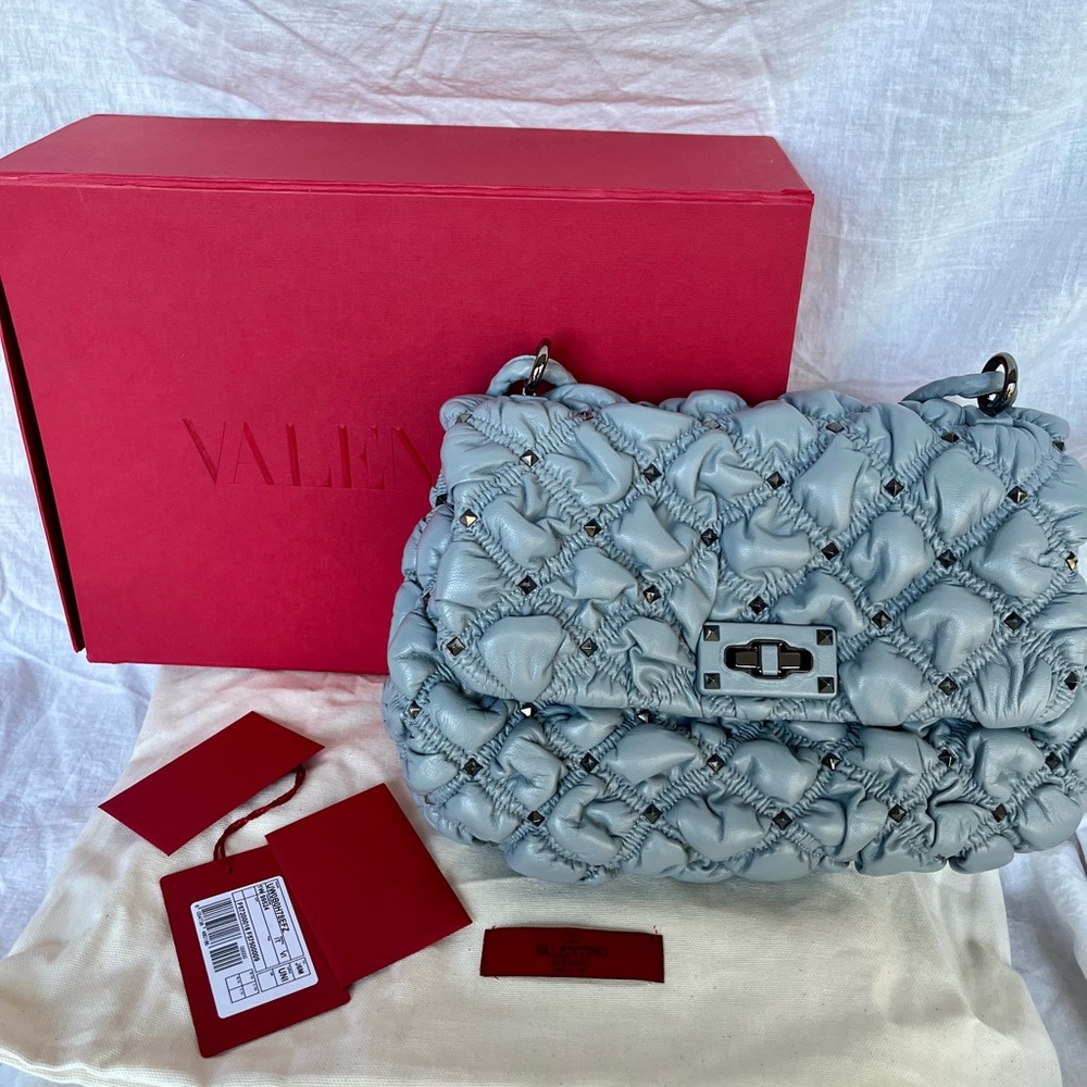 Valentino Quilted Shoulder Bag in Soft Blue